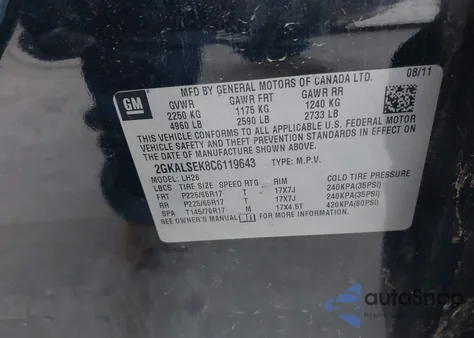 2012 GMC Terrain Sle-2 from USA, damaged, VIN 2GKALSEK8C6119643